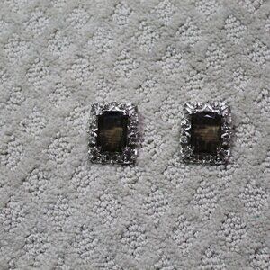 Vintage SARAH COVENTRY Estate Jewelry Earrings Smoky Gray Topaz-CELEBRITY C1962